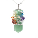 7 Chakra Tree of Life Raw Quartz Pendant Necklace