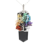 7 Chakra Tree of Life Raw Quartz Pendant Necklace