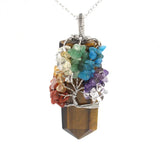 7 Chakra Tree of Life Raw Quartz Pendant Necklace