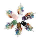 7 Chakra Tree of Life Raw Quartz Pendant Necklace