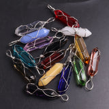 24Pcs Glass Bullet Pendant Wrap Healing Reiki Necklace