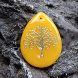 Natural Stone Jade Water Drop Pendant Unisex Tree of Life Healing Jewelry