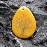 Natural Stone Jade Water Drop Pendant Unisex Tree of Life Healing Jewelry