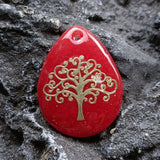 Natural Stone Jade Water Drop Pendant Unisex Tree of Life Healing Jewelry