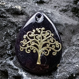 Natural Stone Jade Water Drop Pendant Unisex Tree of Life Healing Jewelry