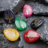 Natural Stone Jade Water Drop Pendant Unisex Tree of Life Healing Jewelry