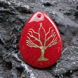 Natural Stone Jade Water Drop Pendant Unisex Tree of Life Healing Jewelry