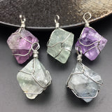Natural Purple Green Fluorite Wire Wrapped Healing Chakra Crystals