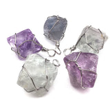 Natural Purple Green Fluorite Wire Wrapped Healing Chakra Crystals