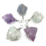 Natural Purple Green Fluorite Wire Wrapped Healing Chakra Crystals