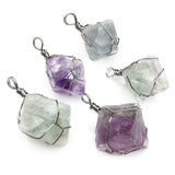 Natural Purple Green Fluorite Wire Wrapped Healing Chakra Crystals