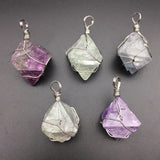 Natural Purple Green Fluorite Wire Wrapped Healing Chakra Crystals