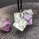Natural Purple Green Fluorite Wire Wrapped Healing Chakra Crystals
