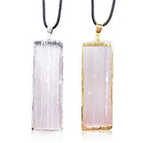 Natural Stone Rectangular Moroccan Plaster Pendant Necklace