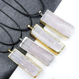 Natural Stone Rectangular Moroccan Plaster Pendant Necklace