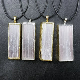 Natural Stone Rectangular Moroccan Plaster Pendant Necklace