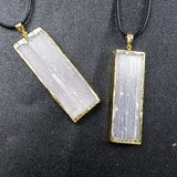 Natural Stone Rectangular Moroccan Plaster Pendant Necklace