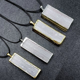 Natural Stone Rectangular Moroccan Plaster Pendant Necklace