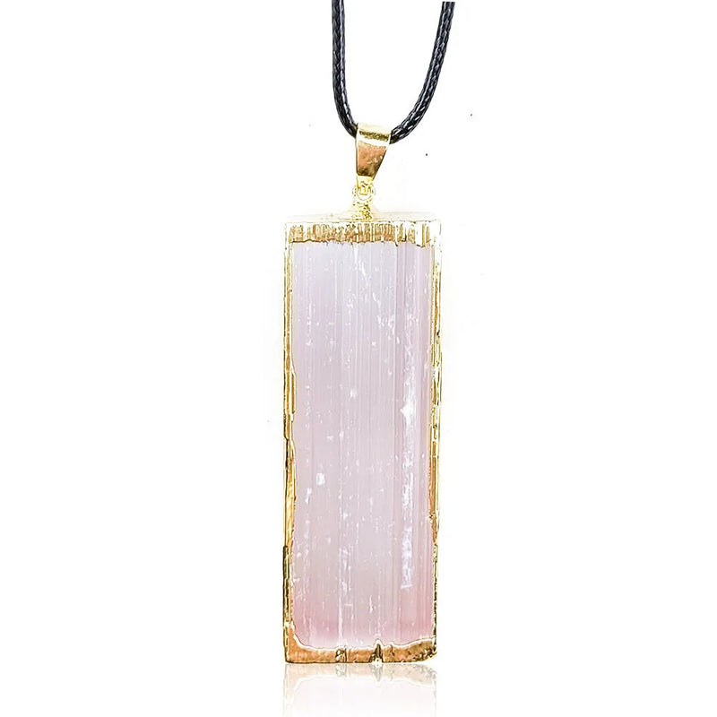 Natural Stone Rectangular Moroccan Plaster Pendant Necklace