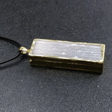 Natural Stone Rectangular Moroccan Plaster Pendant Necklace