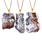 3Pcs Natural Stone Agates Pendant Healing Chakra Men Women