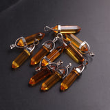 50Pcs/Lot Random Glass Hexagonal Pointed Healing Reiki Pendulum Necklace