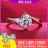 Heart Rings for Women Real Tibetan Silver Ring Wedding Band