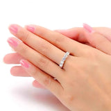 Tibetan Silver CZ Zircon Stone Ring Women Engagement Wedding Band