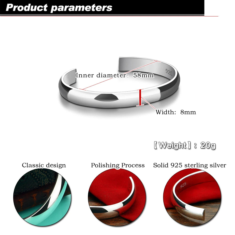 925 Sterling Silver Bangle Vintage Bracelet for Women