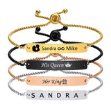Personalized ID Bracelet Women, Engraved Name Stainless Steel Couples Gift