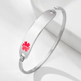 Personalized Medical Alert ID Bangle Bracelet for Women