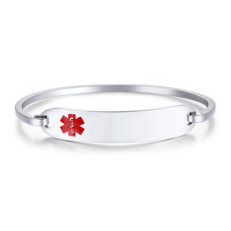 Personalized Medical Alert ID Bangle Bracelet for Women