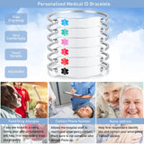 Personalized Medical Alert ID Bangle Bracelet for Women