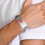 Medical Alert ID Bracelet Waterproof Mesh Band Stainless Male