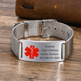 Medical Alert ID Bracelet Waterproof Mesh Band Stainless Male