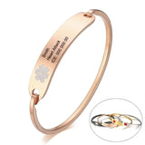 Engraved Medical Alert Bracelet Stainless Steel Cuff Bangle
