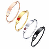 Engraved Medical Alert Bracelet Stainless Steel Cuff Bangle