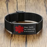 Customized Stainless Steel Men Medical Alert ID Bracelets 10/16 MM