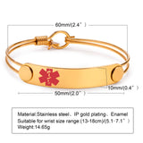 Women Medical Alert ID Bangle Bracelet Stainless Steel ICE Engrave