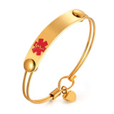 Women Medical Alert ID Bangle Bracelet Stainless Steel ICE Engrave