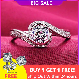 Real Tibetan Silver Ring Flash Rhinestone Zirconia Women Wedding Band