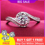 Real Tibetan Silver Ring Flash Rhinestone Zirconia Women Wedding Band