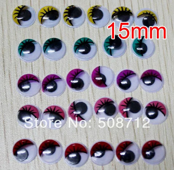 200pcs 15mm GOOGLY EYES with EYELASHES CRAFT KIT TOY