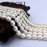 Baroque Olivary Rice Freshwater Pearl Beads Strand 14inch