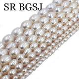 Baroque Olivary Rice Freshwater Pearl Beads Strand 14inch