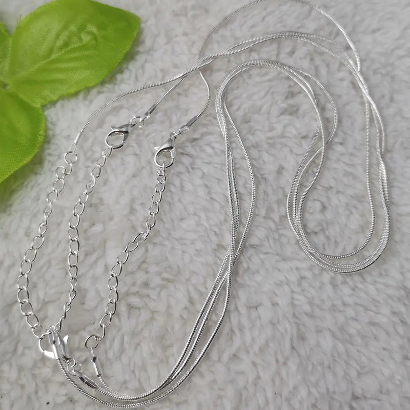 50 Silver Plated Copper Snake Necklace Chains 460x1mm