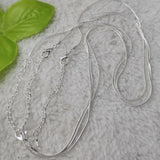 50 Silver Plated Copper Snake Necklace Chains 460x1mm