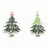 10pcs Full Rhinestone Christmas Tree Pendants