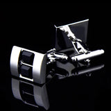 Agate Men's Shirt Cufflinks - Copper Enamel Functional Jewelry