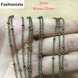 10m Antique Bronze Round Cable Chain, 2mm, Brass Bulk Unfinished Chain
